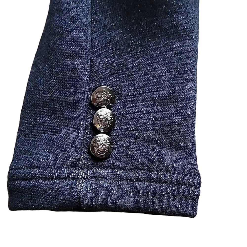 Tribal Jeans Women's Navy Faux Double Breasted Crest Buttons Knit Blazer SZ M - Picture 11 of 11